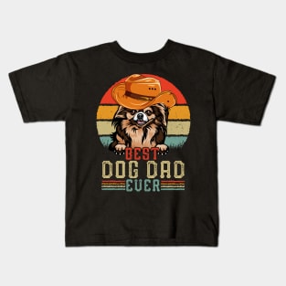 Vintage Best Dog Dad Ever Retro Headband Funny Father's Day Kids T-Shirt